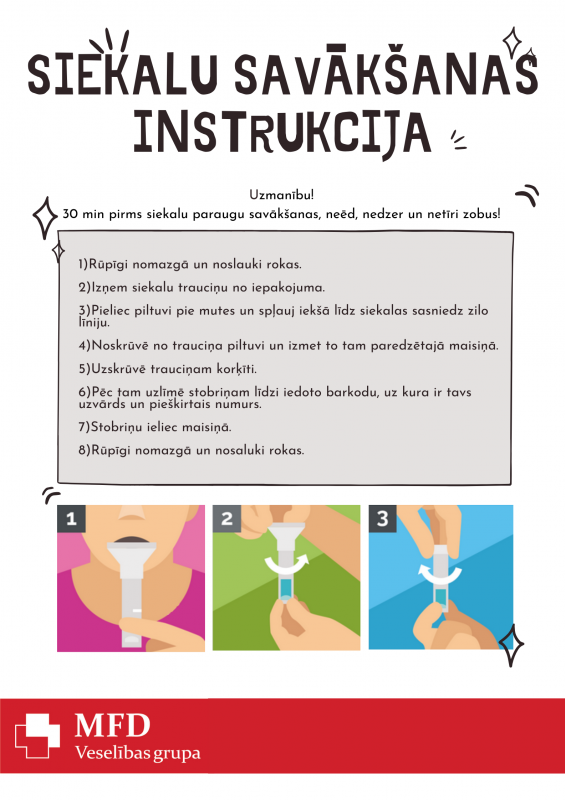 Siekalu savākšanas instrukcija PDF, siekalu savākšanas tests
